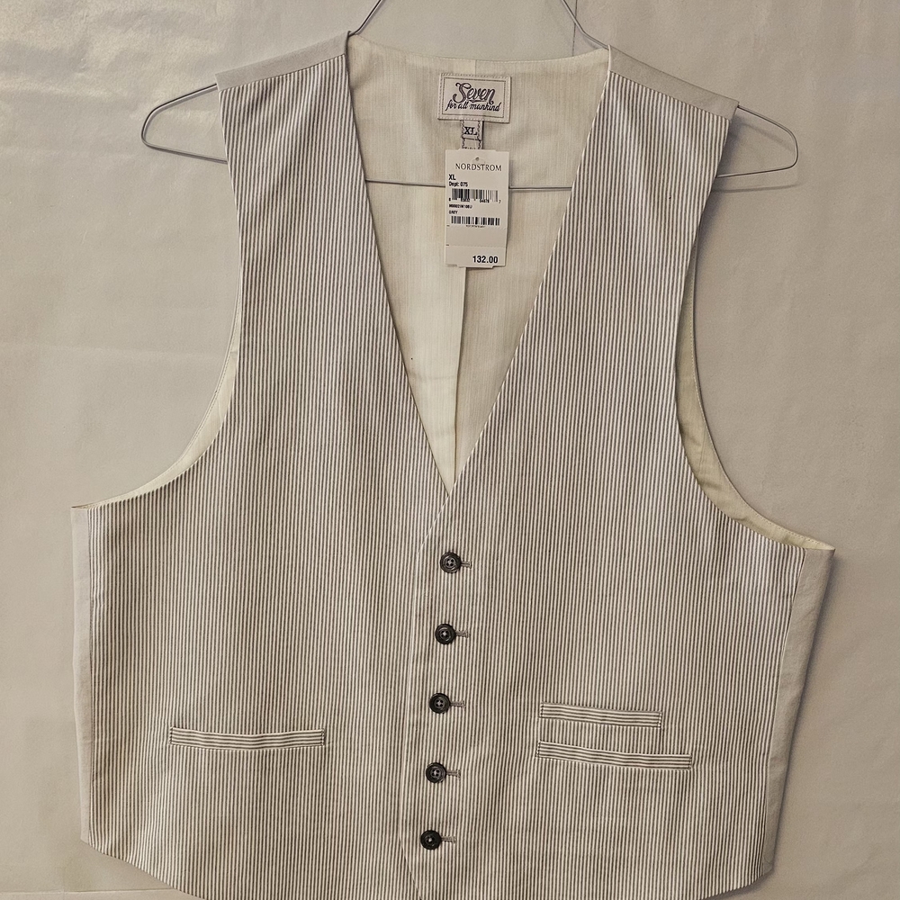 7 For All Mankind Gray Striped Vest